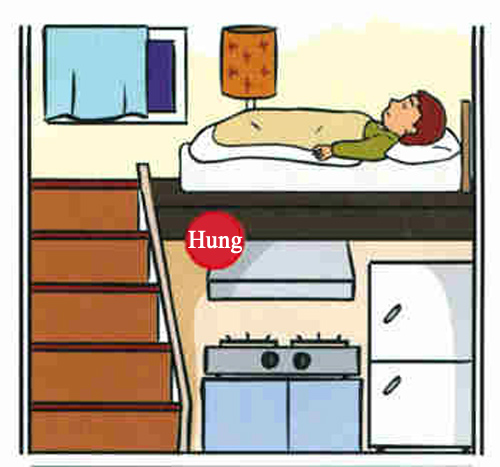 Giường ngủ nằm phía trên/bên dưới bếp nấu hoặc phòng tắm/nhà vệ sinh