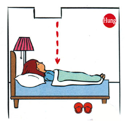 Thanh xà nhà phía trên giường ngủ